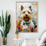 West Highland White Terrier Cute Dog Portrait V3, Framed Canvas Painting, Framed Canvas Prints Wall Art Decor