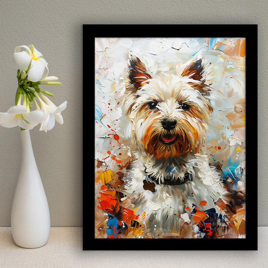 West Highland White Terrier Cute Dog Portrait V3, Framed Art Print Wall Decor, Framed Picture