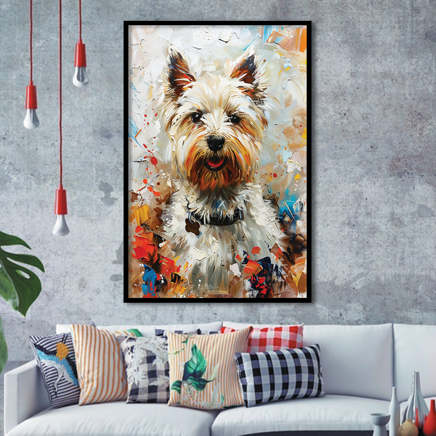 West Highland White Terrier Cute Dog Portrait V3, Framed Art Print Wall Decor, Framed Picture