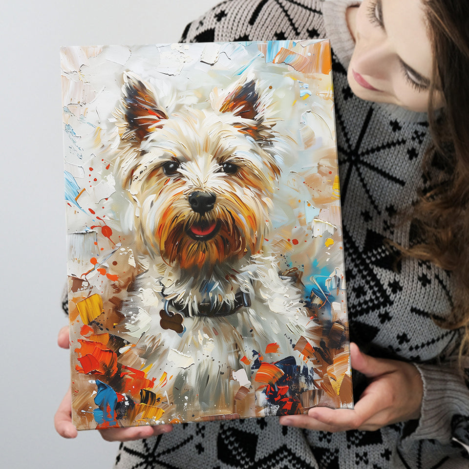 West Highland White Terrier Cute Dog Portrait V3, Canvas Painting, Canvas Prints Wall Art Decor