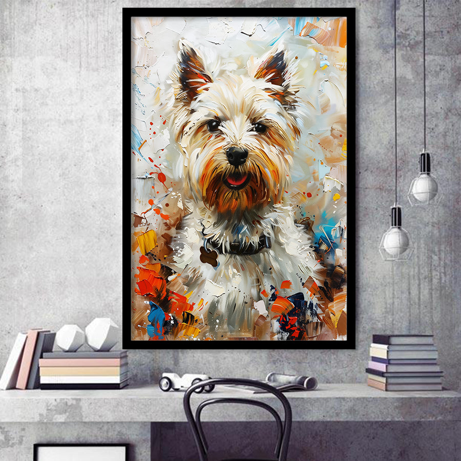 West Highland White Terrier Cute Dog Portrait V3, Framed Art Print Wall Decor, Framed Picture