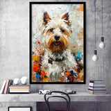 West Highland White Terrier Cute Dog Portrait V3, Framed Art Print Wall Decor, Framed Picture