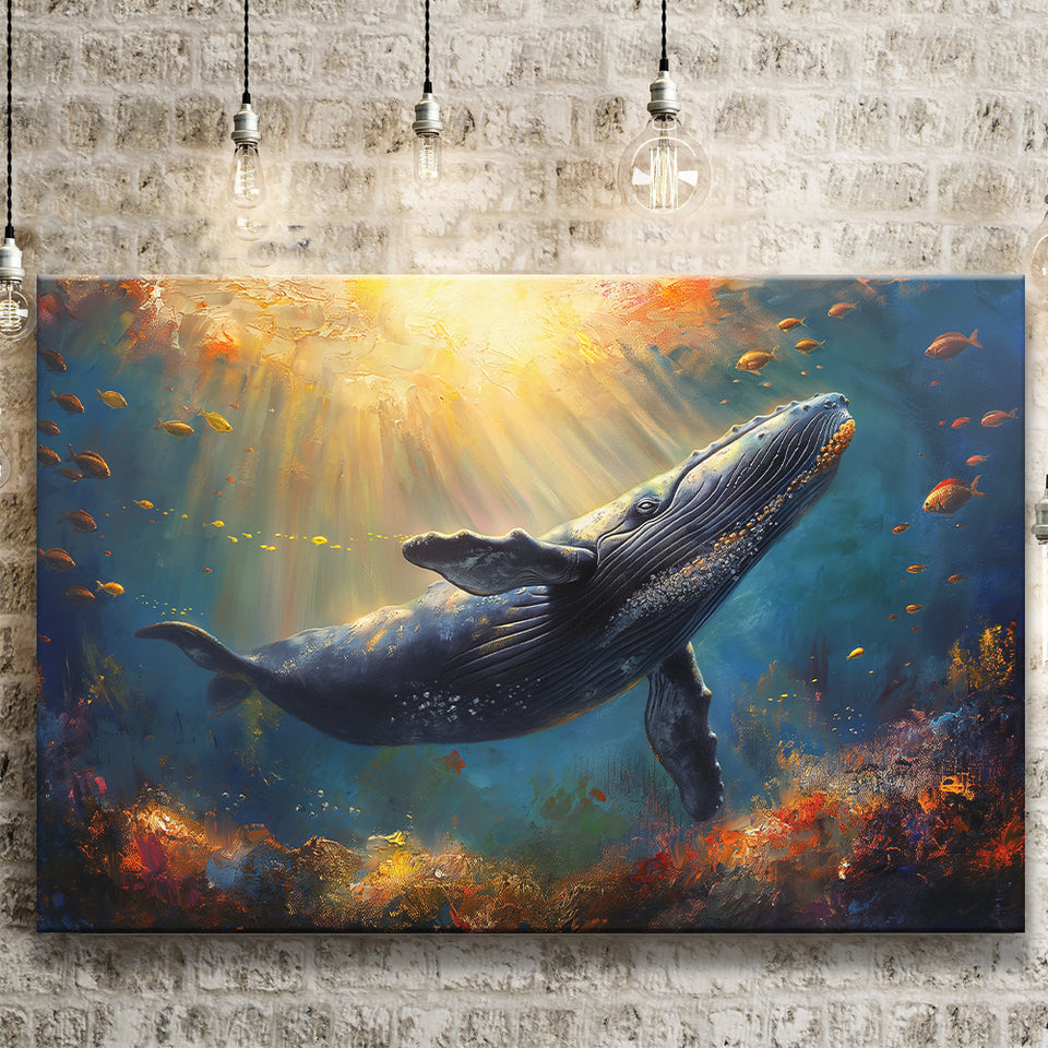 Whale In The Sea Ocean Acrylic Painting, Art Print, Canvas Print Wall Art Home Decor