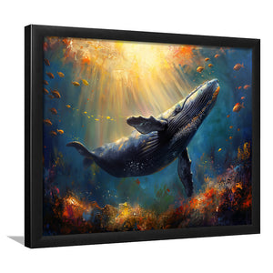 Whale In The Sea Ocean Acrylic Painting, Painting Art, Framed Art Print Wall Art Home Decor