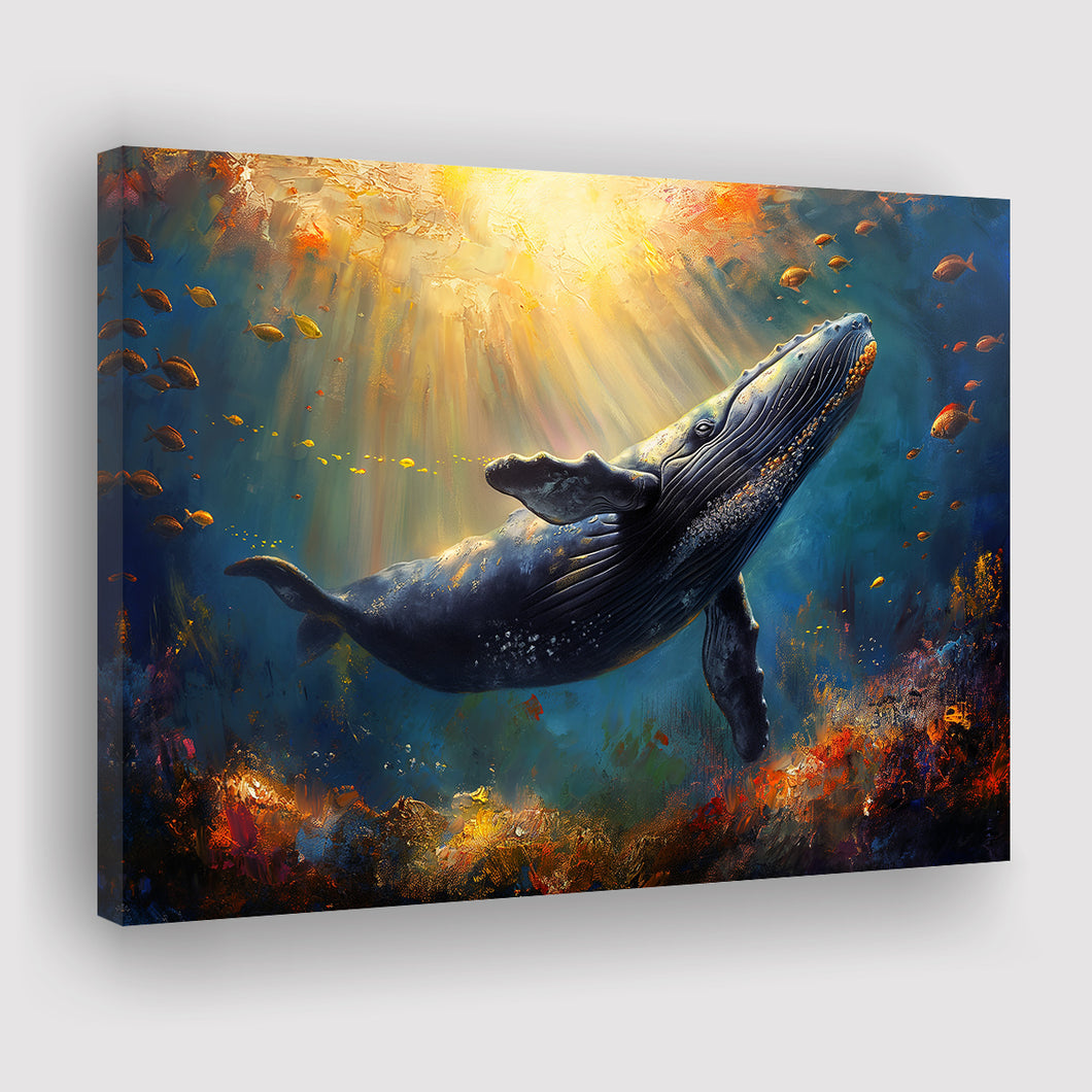 Whale In The Sea Ocean Acrylic Painting, Art Print, Canvas Print Wall Art Home Decor