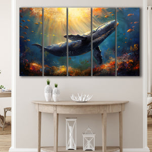 Whale In The Sea Ocean Acrylic Painting, Extra Large Canvas, Canvas Print Wall Art Decor