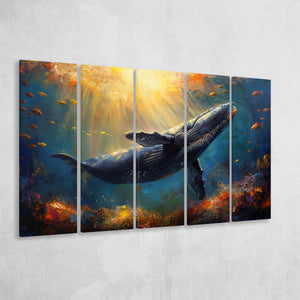 Whale In The Sea Ocean Acrylic Painting, Extra Large Canvas, Canvas Print Wall Art Decor