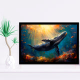 Whale In The Sea Ocean Acrylic Painting, Painting Art, Framed Art Print Wall Art Home Decor