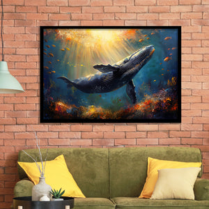 Whale In The Sea Ocean Acrylic Painting, Painting Art, Framed Art Print Wall Art Home Decor