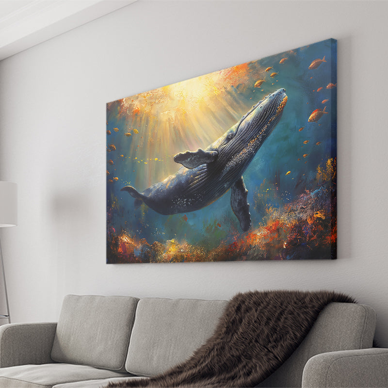 Whale In The Sea Ocean Acrylic Painting, Art Print, Canvas Print Wall Art Home Decor