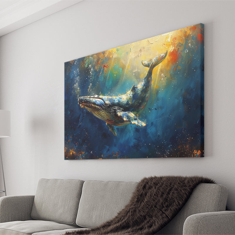 Whale In The Sea Ocean Oil Painting, Art Print, Canvas Print Wall Art Home Decor