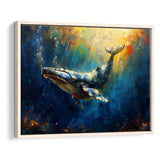 Whale In The Sea Ocean Oil Painting, Floating Frame, Framed Canvas Print Wall Art Home Decor