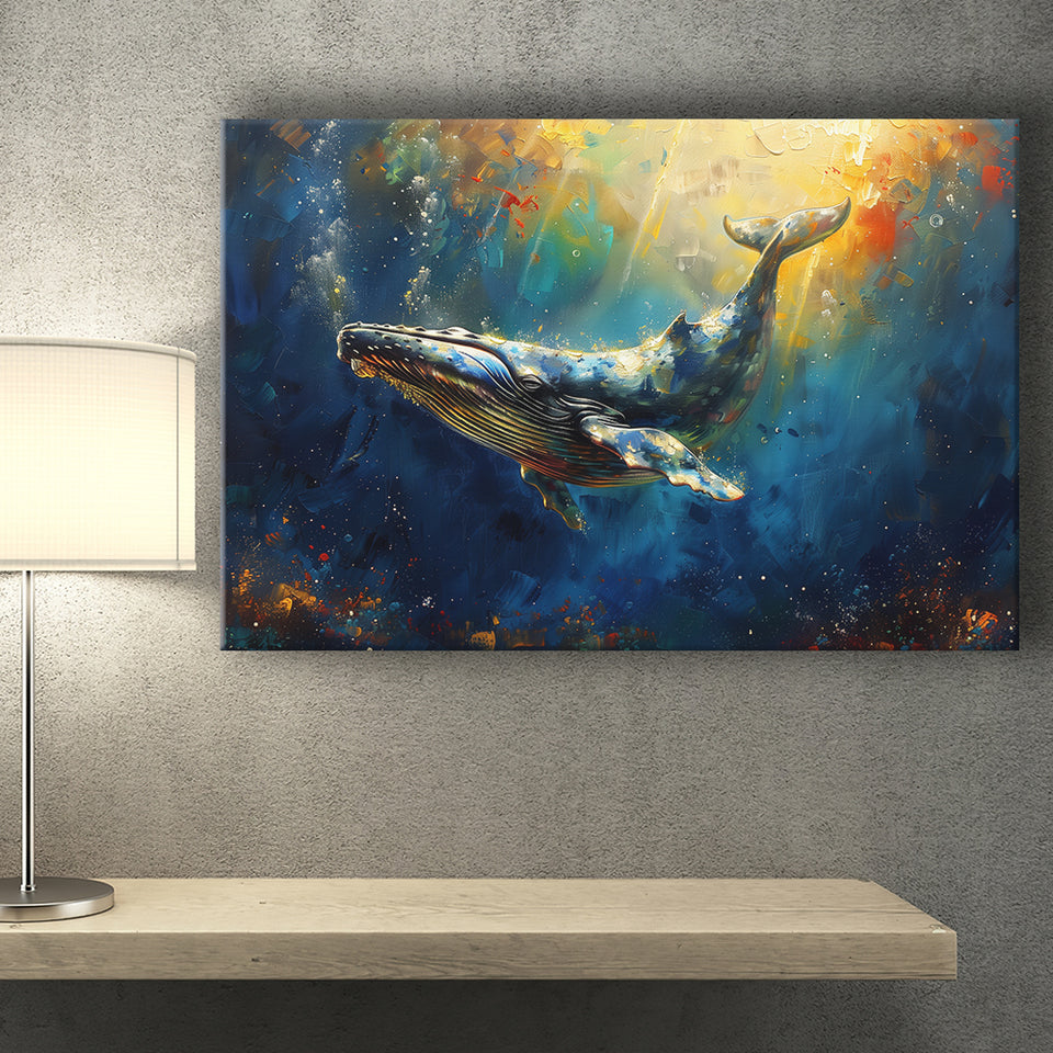 Whale In The Sea Ocean Oil Painting, Art Print, Canvas Print Wall Art Home Decor