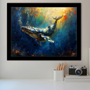 Whale In The Sea Ocean Oil Painting, Painting Art, Framed Art Print Wall Art Home Decor