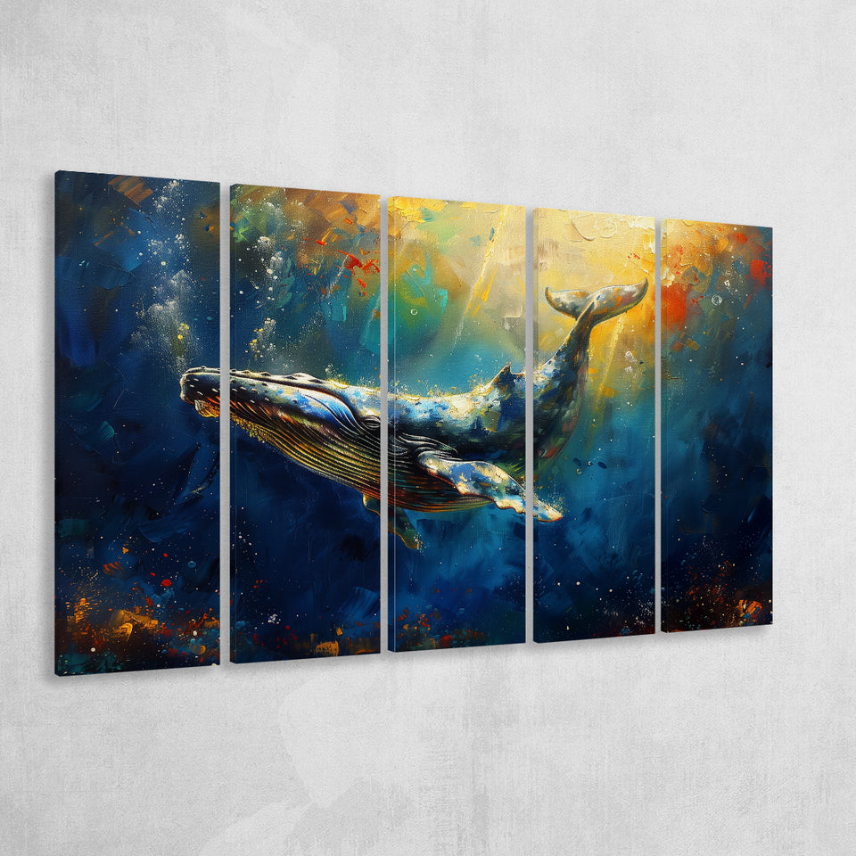 Whale In The Sea Ocean Oil Painting, Extra Large Canvas, Canvas Print Wall Art Decor