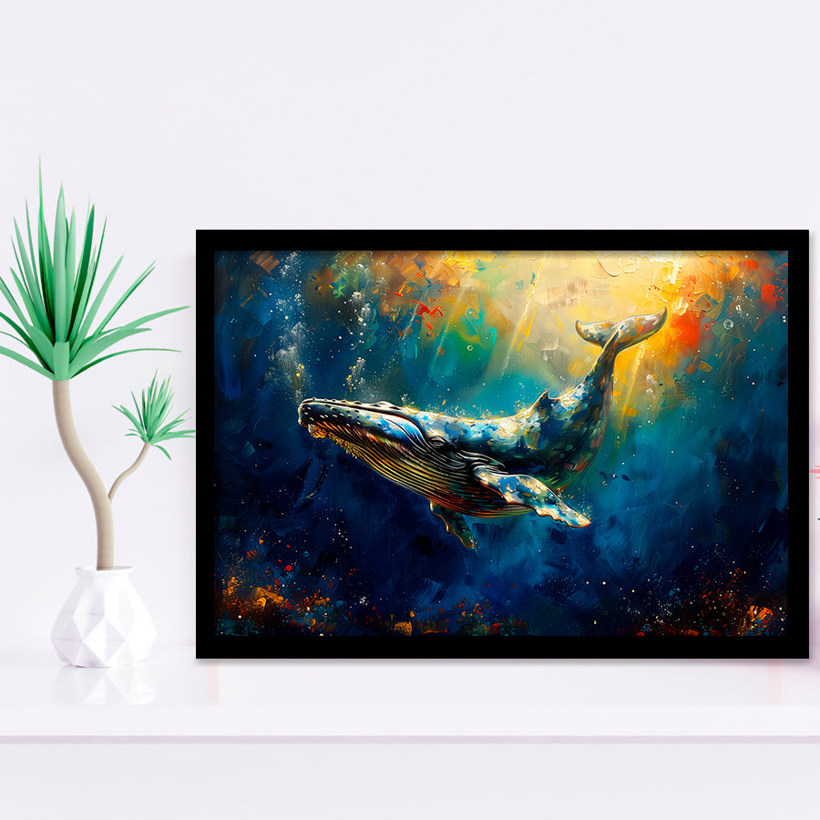 Whale In The Sea Ocean Oil Painting, Painting Art, Framed Art Print Wall Art Home Decor