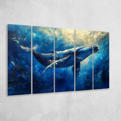 Whale In The Sea Ocean Sunlight Acrylic Painting, Extra Large Canvas, Canvas Print Wall Art Decor