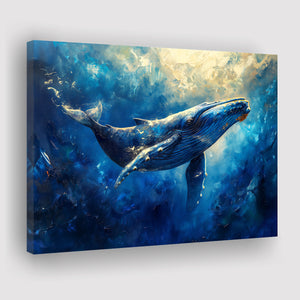 Whale In The Sea Ocean Sunlight Acrylic Painting, Art Print, Canvas Print Wall Art Home Decor