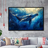 Whale In The Sea Ocean Sunlight Acrylic Painting, Painting Art, Framed Art Print Wall Art Home Decor