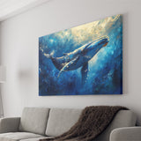 Whale In The Sea Ocean Sunlight Acrylic Painting, Art Print, Canvas Print Wall Art Home Decor