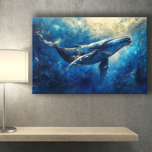 Whale In The Sea Ocean Sunlight Acrylic Painting, Art Print, Canvas Print Wall Art Home Decor