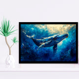 Whale In The Sea Ocean Sunlight Acrylic Painting, Painting Art, Framed Art Print Wall Art Home Decor