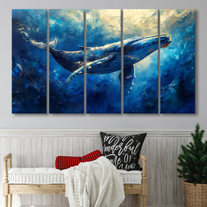 Whale In The Sea Ocean Sunlight Acrylic Painting, Extra Large Canvas, Canvas Print Wall Art Decor