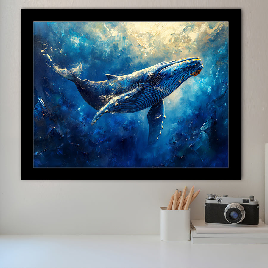 Whale In The Sea Ocean Sunlight Acrylic Painting, Painting Art, Framed Art Print Wall Art Home Decor