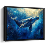 Whale In The Sea Ocean Sunlight Acrylic Painting, Floating Frame, Framed Canvas Print Wall Art Home Decor