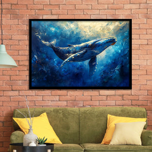 Whale In The Sea Ocean Sunlight Acrylic Painting, Painting Art, Framed Art Print Wall Art Home Decor