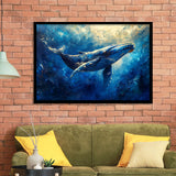 Whale In The Sea Ocean Sunlight Acrylic Painting, Painting Art, Framed Art Print Wall Art Home Decor