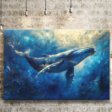 Whale In The Sea Ocean Sunlight Acrylic Painting, Art Print, Canvas Print Wall Art Home Decor