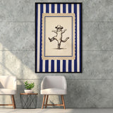 Whimsical Dancing Cowboy Cat, Funny Western Nursery Art, Retro Striped Cat Lover Gift Idea, Framed Canvas Print, Floating Frame
