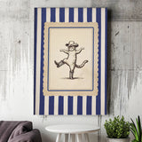 Whimsical Dancing Cowboy Cat, Funny Western Nursery Art, Retro Striped Cat Lover Gift Idea, Canvas Print Wall Art, Wall Decor