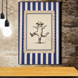 Whimsical Dancing Cowboy Cat, Funny Western Nursery Art, Retro Striped Cat Lover Gift Idea, Canvas Print Wall Art, Wall Decor