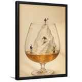 Whiskey Ski, Tiny Skiers Cocktail Framed Wall Art, Ice Mountain Art Print, Framed Art Print, Fine Art Wall Decor