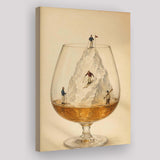 Whiskey Ski, Tiny Skiers Cocktail Framed Wall Art, Ice Mountain Art Print, Canvas Print Wall Art, Wall Decor
