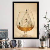 Whiskey Ski, Tiny Skiers Cocktail Framed Wall Art, Ice Mountain Art Print, Framed Art Print, Fine Art Wall Decor