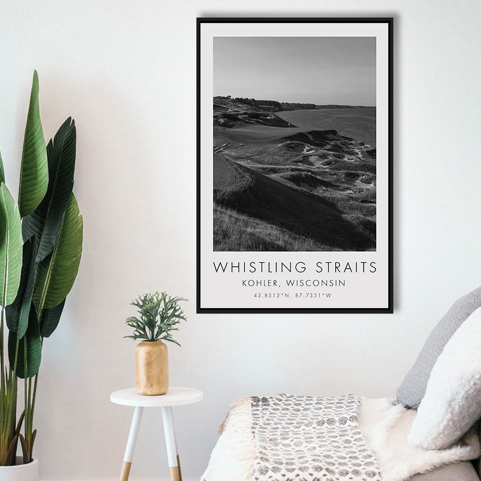 Whistling Straits Golf Resort, Straits Course Hole 3, Kohler, Wisconsin, Golf Art Print, Framed Canvas Print Wall Art