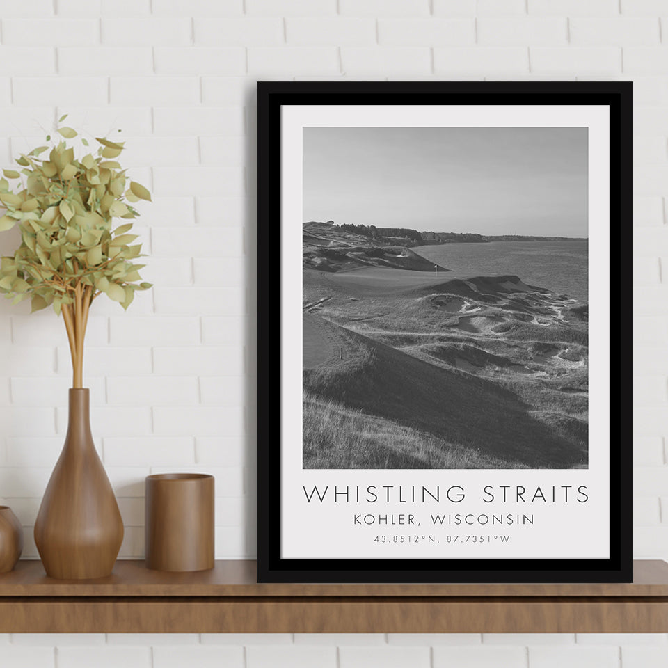 Whistling Straits Golf Resort, Straits Course Hole 3, Kohler, Wisconsin, Golf Art Print, Framed Canvas Print Wall Art