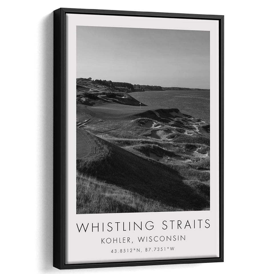 Whistling Straits Golf Resort, Straits Course Hole 3, Kohler, Wisconsin, Golf Art Print, Framed Canvas Print Wall Art