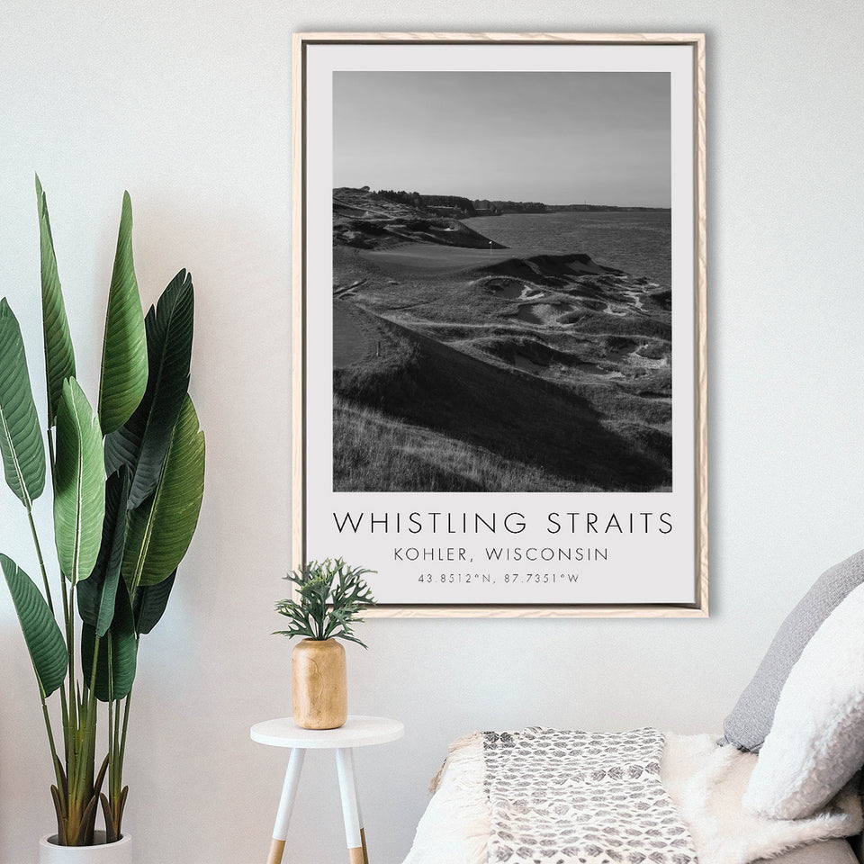 Whistling Straits Golf Resort, Straits Course Hole 3, Kohler, Wisconsin, Golf Art Print, Framed Canvas Print Wall Art
