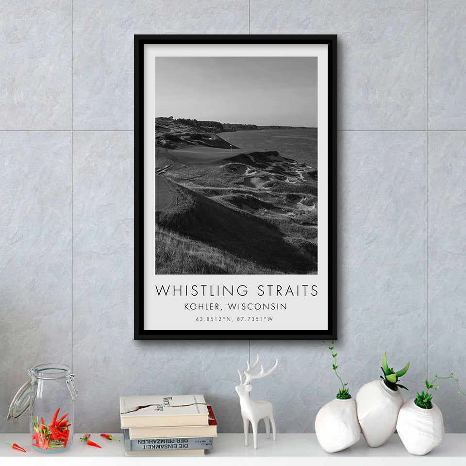 Whistling Straits Golf Resort, Straits Course Hole 3, Kohler, Wisconsin, Golf Art Print, Framed Canvas Print Wall Art