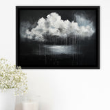 White Cloud Raining Oil Painting Vintage Dark Art, Framed Canvas Print Wall Art Decor,Floating Frame