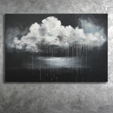 White Cloud Raining Oil Painting vintage Dark Art, Canvas Print Wall Art Decor, Landscape Art Print