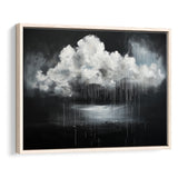 White Cloud Raining Oil Painting Vintage Dark Art, Framed Canvas Print Wall Art Decor,Floating Frame