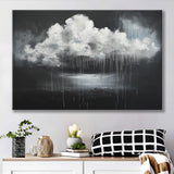White Cloud Raining Oil Painting vintage Dark Art, Canvas Print Wall Art Decor, Landscape Art Print