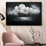 White Cloud Raining Oil Painting Vintage Dark Art, Framed Canvas Print Wall Art Decor,Floating Frame