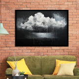 White Cloud Raining Oil Painting Vintage Dark Art, Framed Art Print Wall Decor, Framed Picture