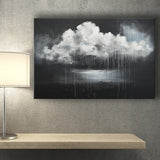 White Cloud Raining Oil Painting vintage Dark Art, Canvas Print Wall Art Decor, Landscape Art Print